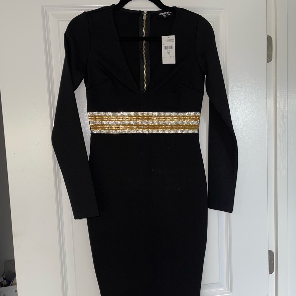 Fashion Nova midi length black dress